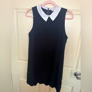 MONTEAU Sleeveless white collar black dress